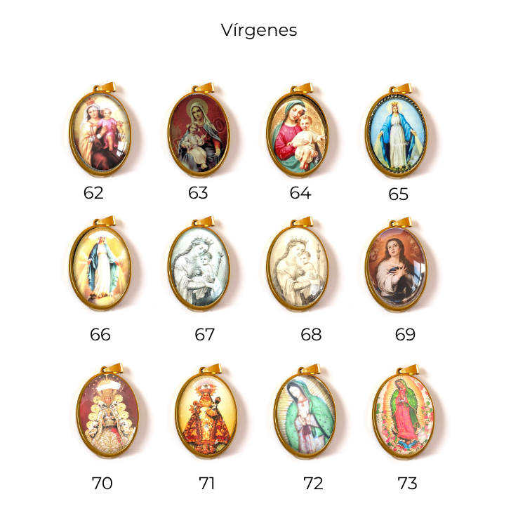 Imágenes de vírgenes, del 62 al 73, para personalizar la medalla vintage