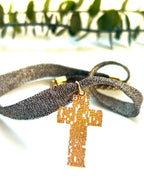 Cinta metalizada gris con cruz de goldfilled