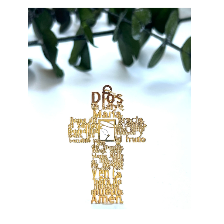 Cruz de goldfilled con la oración del Dios te Salve