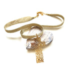 Cinta metalizada dorada con cruz de oración de goldfilled