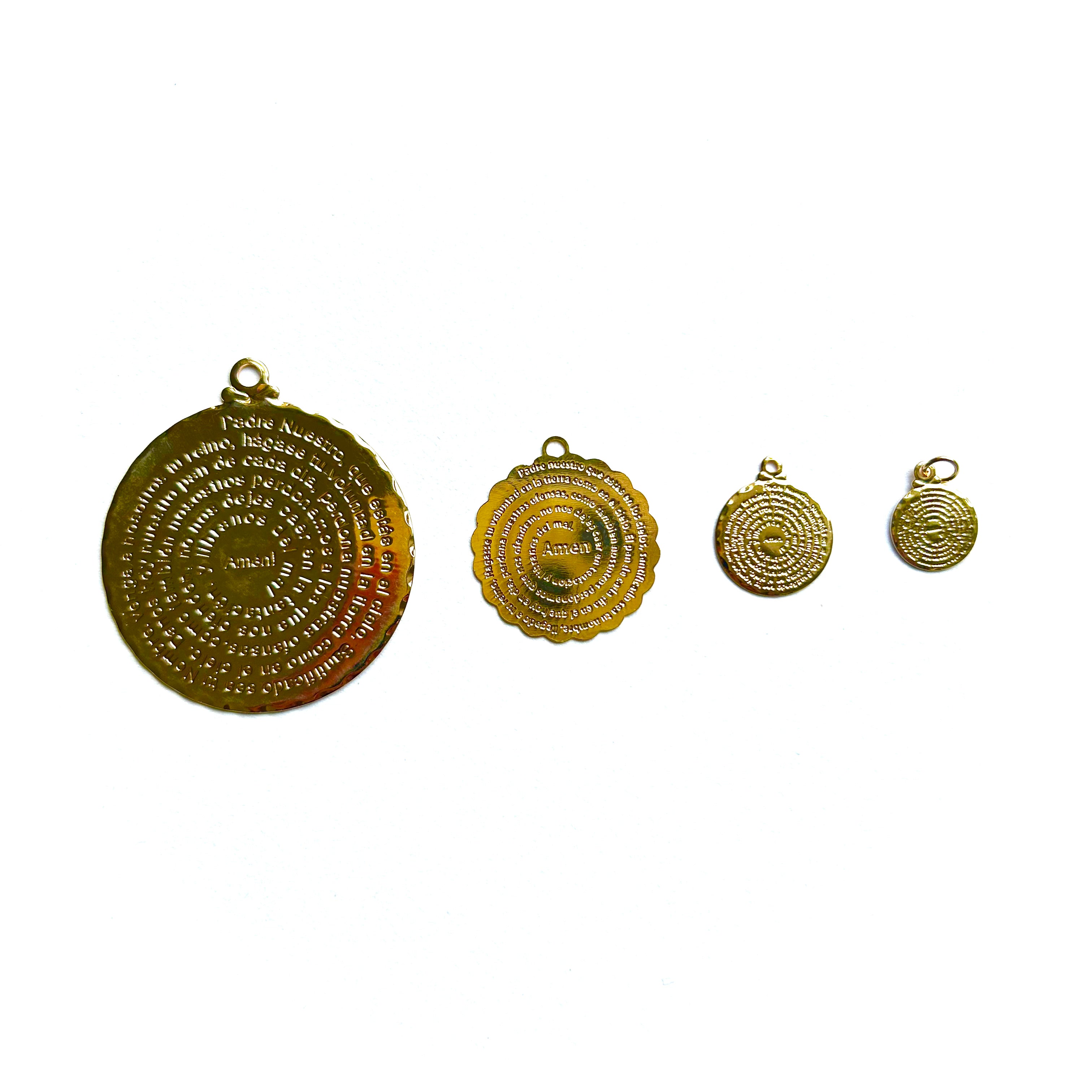 Medallas del Padre Nuestro en goldfilled en cuatro tamaños