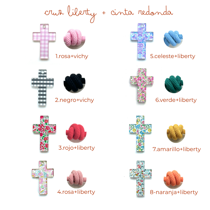 Combinaciones de cruz de liberty o vichy y color de cordón del llavero cruz liberty