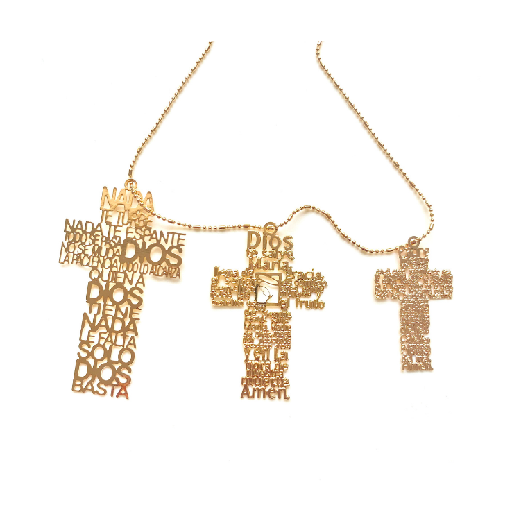 Tres cruces de oración de goldfilled con cadena