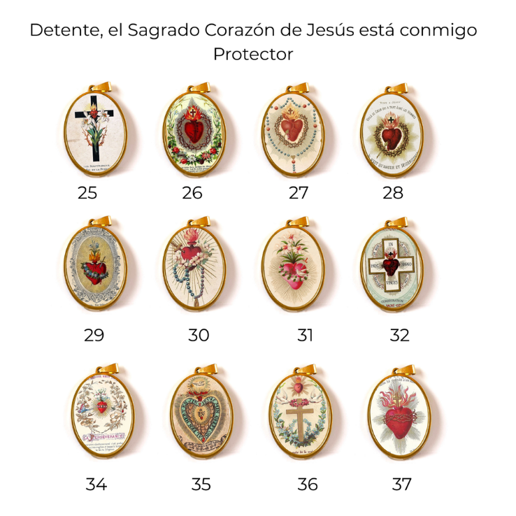 Imágenes «Detente, el Sagrado Corazón de Jesús está conmigo», del 25 al 37, para el lazo de cuna
