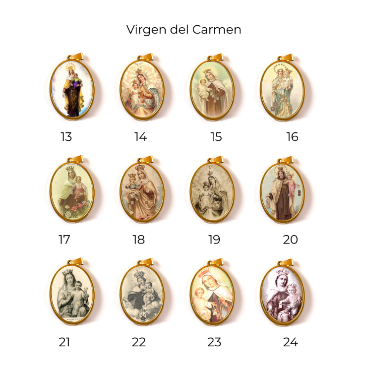 Imágenes de la Virgen del Carmen, del 13 al 24, para la medalla del lazo de cuna